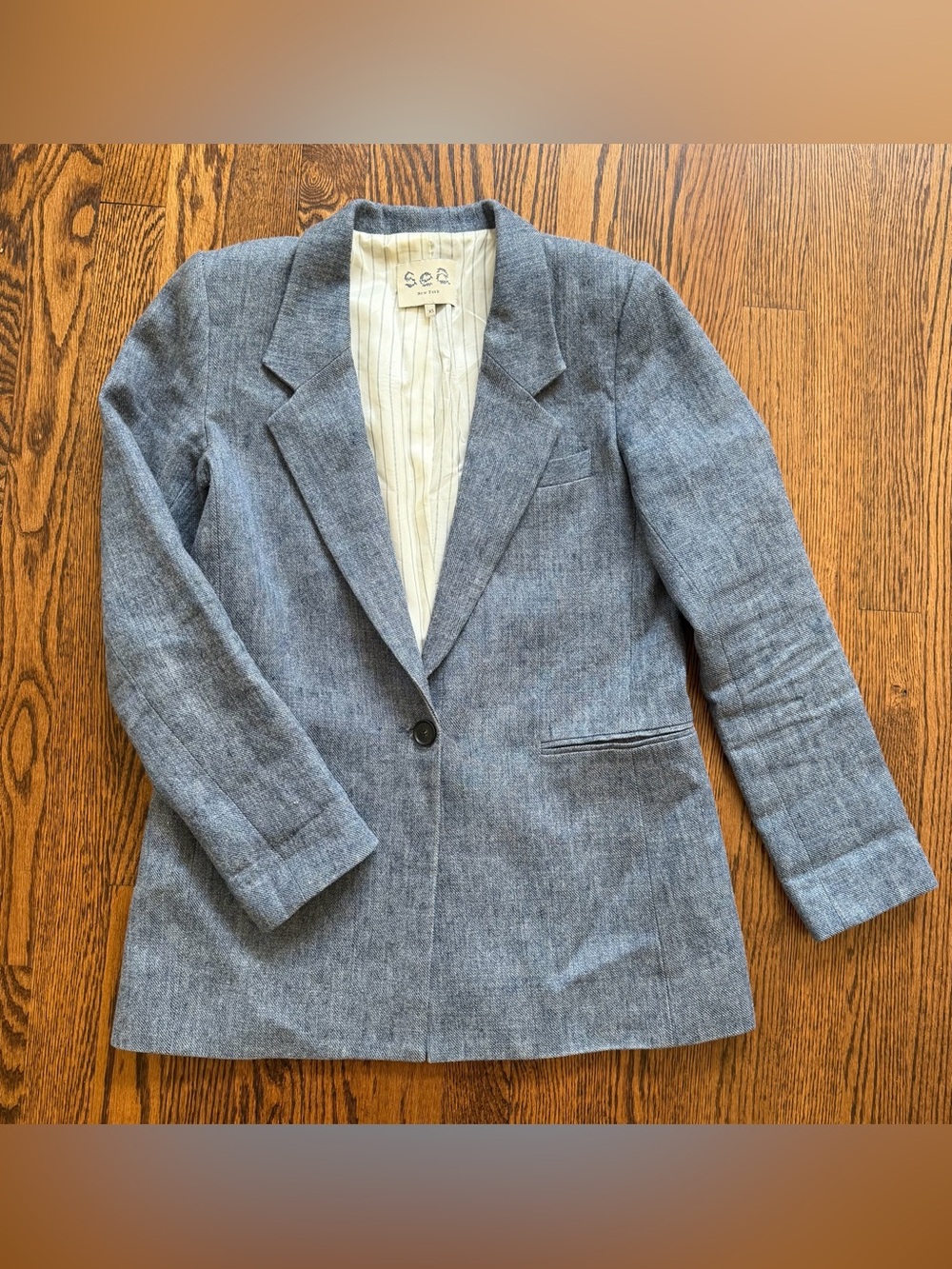 Sea New York Linen Blazer Blue Denim Women’s size XS